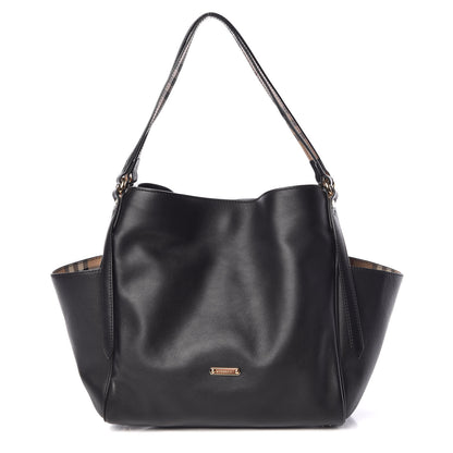 Burberry Calfskin Haymarket Check Small Canterbury Tote Black 1 of 11