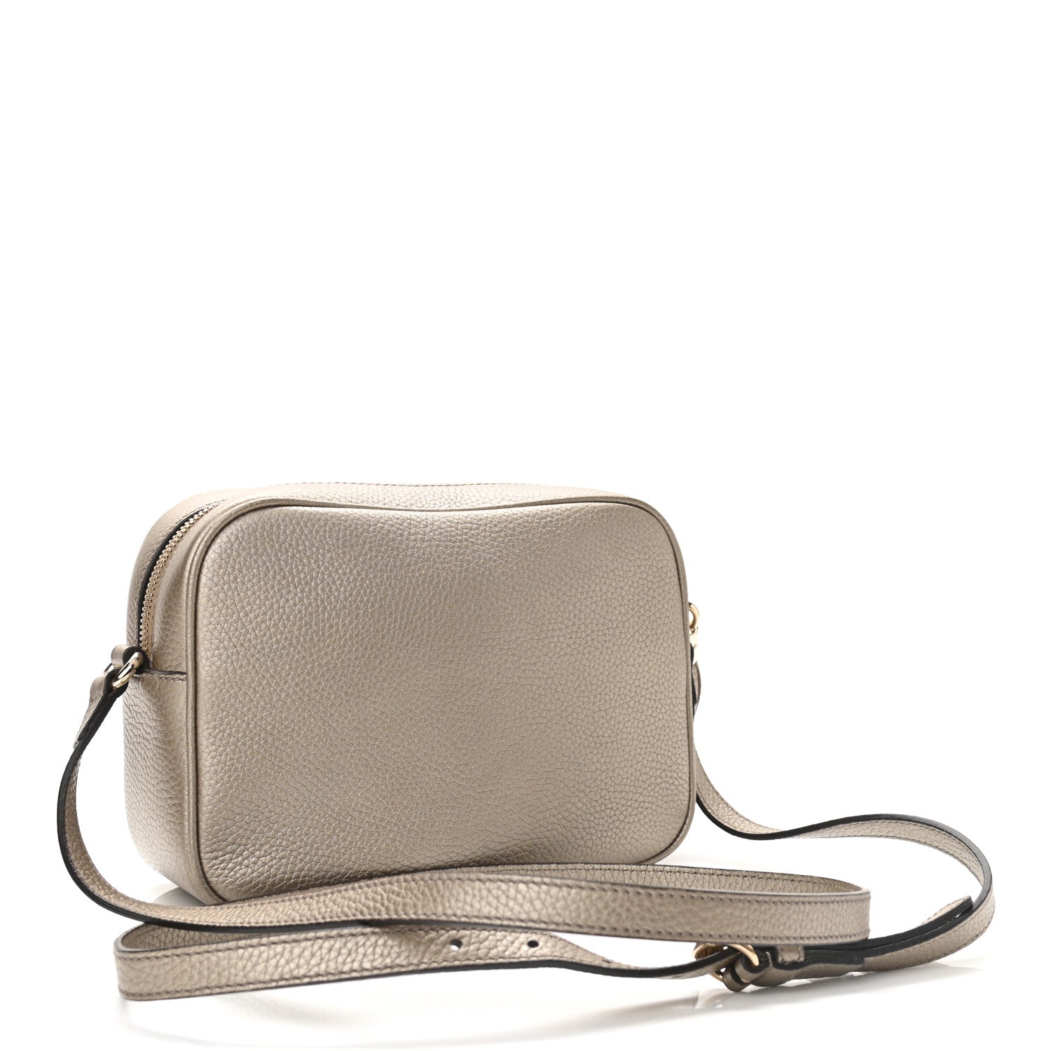 Gucci Metallic Pebbled Calfskin Small Soho Disco Bag Golden Beige 3 of 12