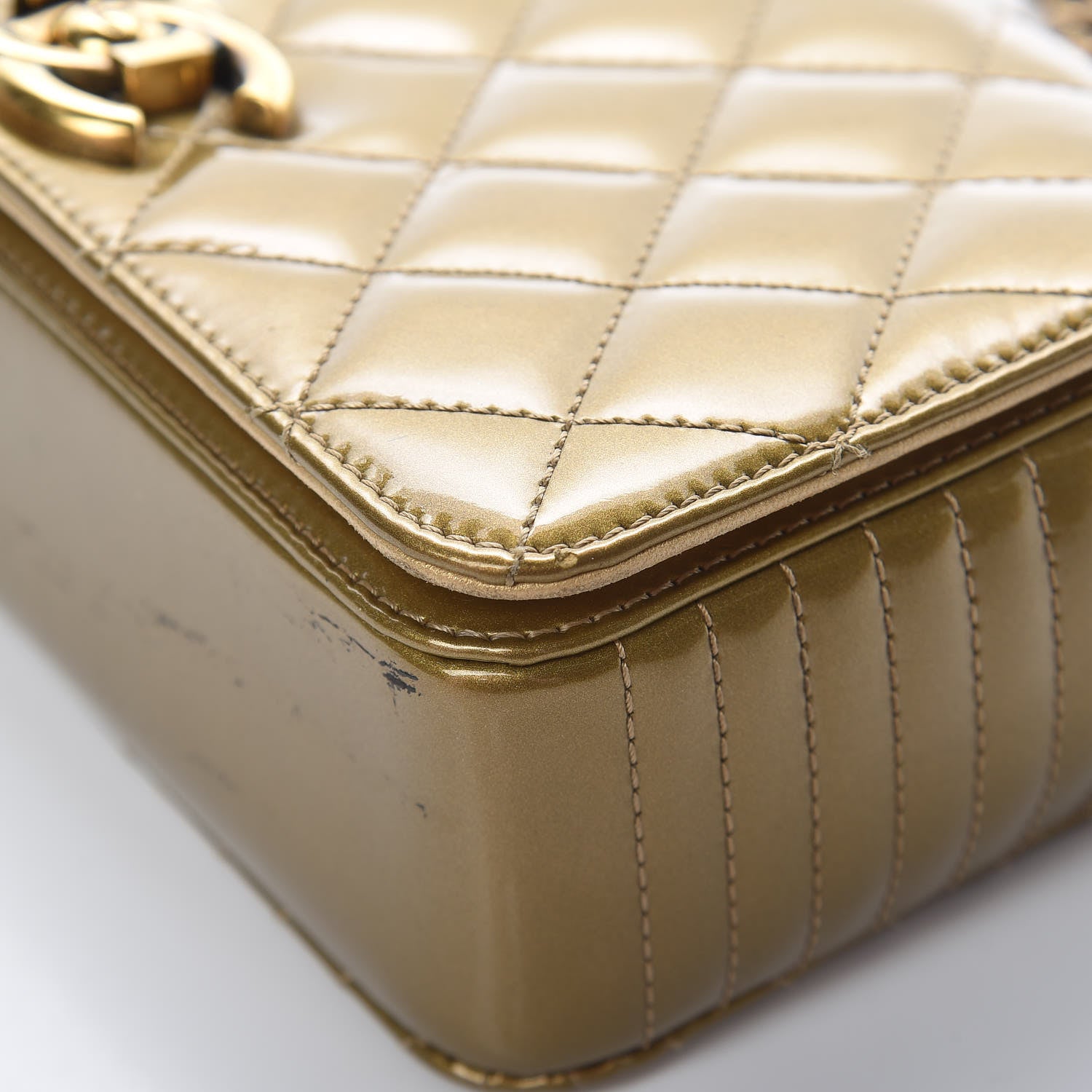 Chanel Iridescent Patent Quilted Small Coco Boy Flap Gold 13 of 17