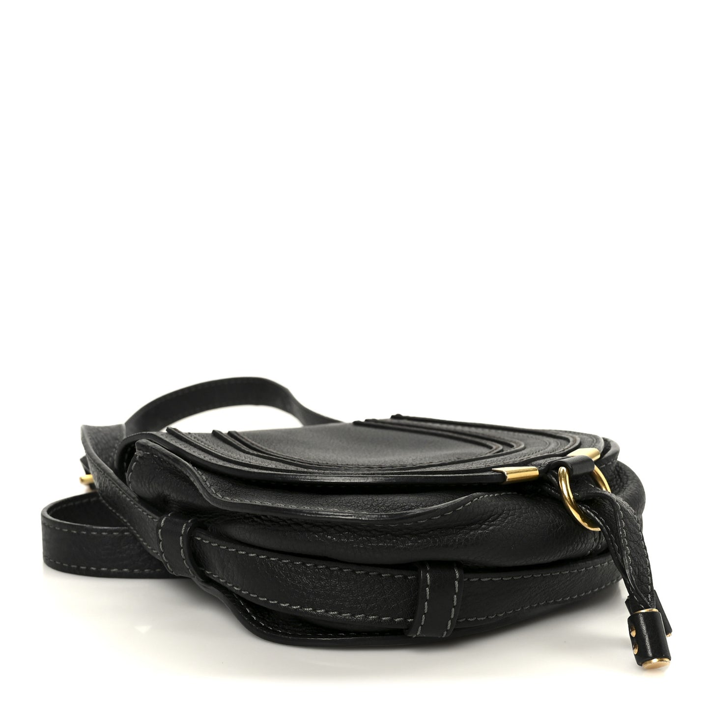 Calfskin Mini Marcie Round Crossbody Bag Black
