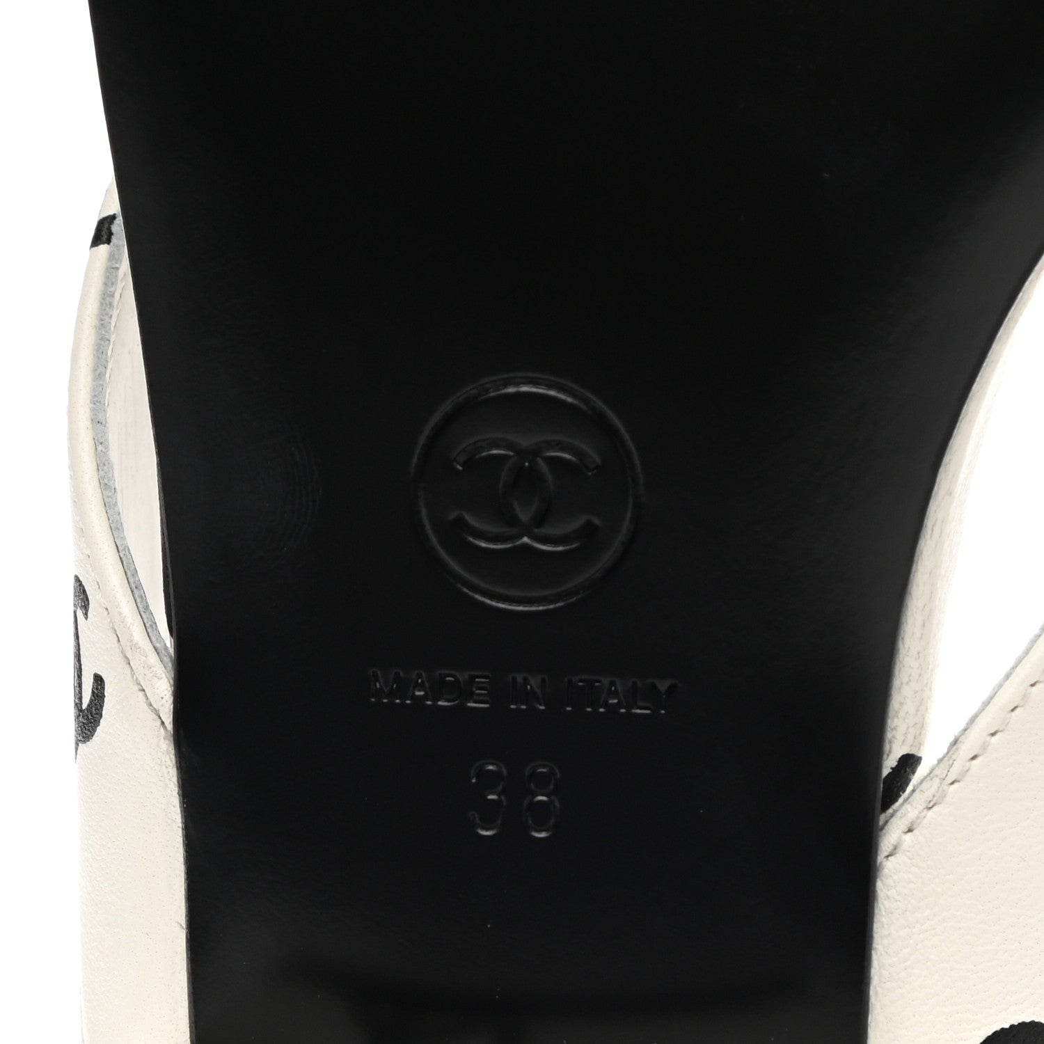 Chanel Lambskin Printed CC Thong Sandals 38 White Black 6 of 10