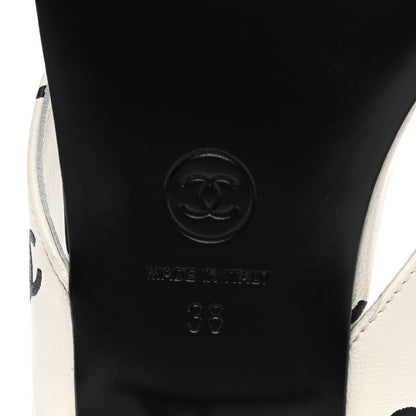 Chanel Lambskin Printed CC Thong Sandals 38 White Black 6 of 10