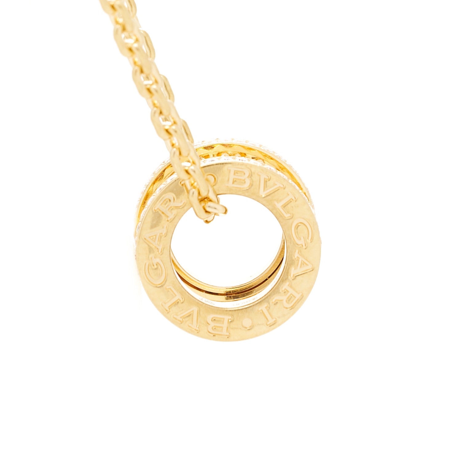 Bulgari 18K Yellow Gold Diamond B.Zero1 Rock Pendant Necklace 4 of 9