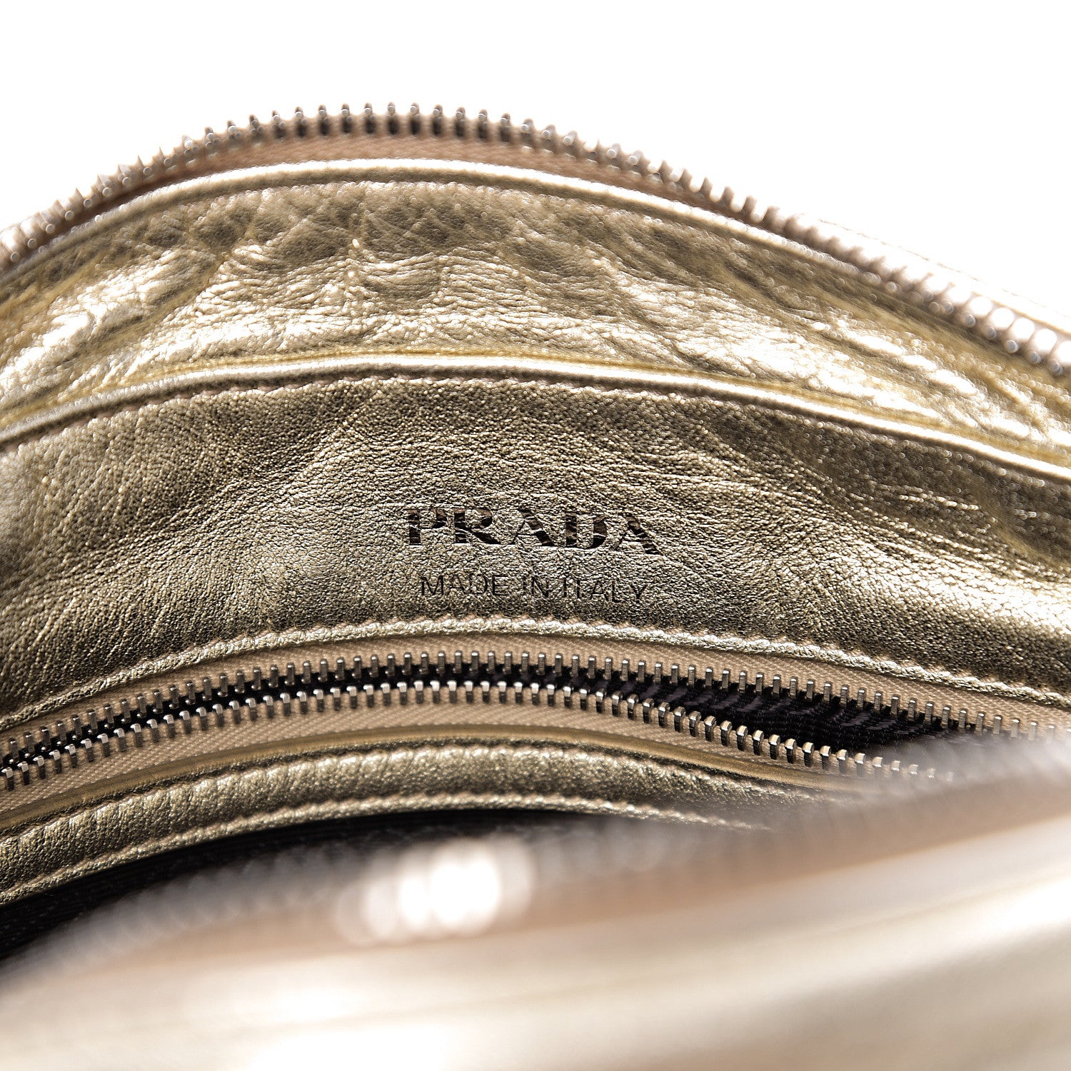 Prada Metallic Nappa Impunture Diagramme Crossbody Pirite 5 of 8