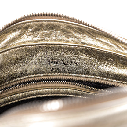 Prada Metallic Nappa Impunture Diagramme Crossbody Pirite 5 of 8