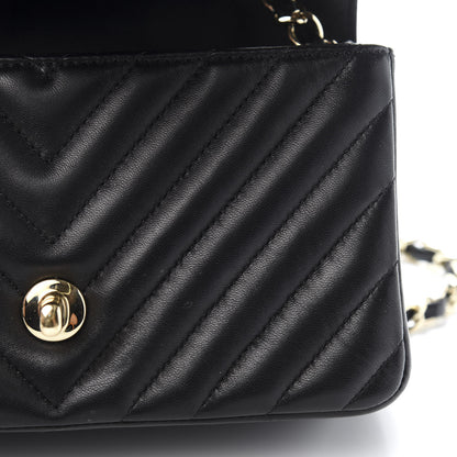 Chanel Lambskin Chevron Quilted Mini Rectangular Flap Black 10 of 14
