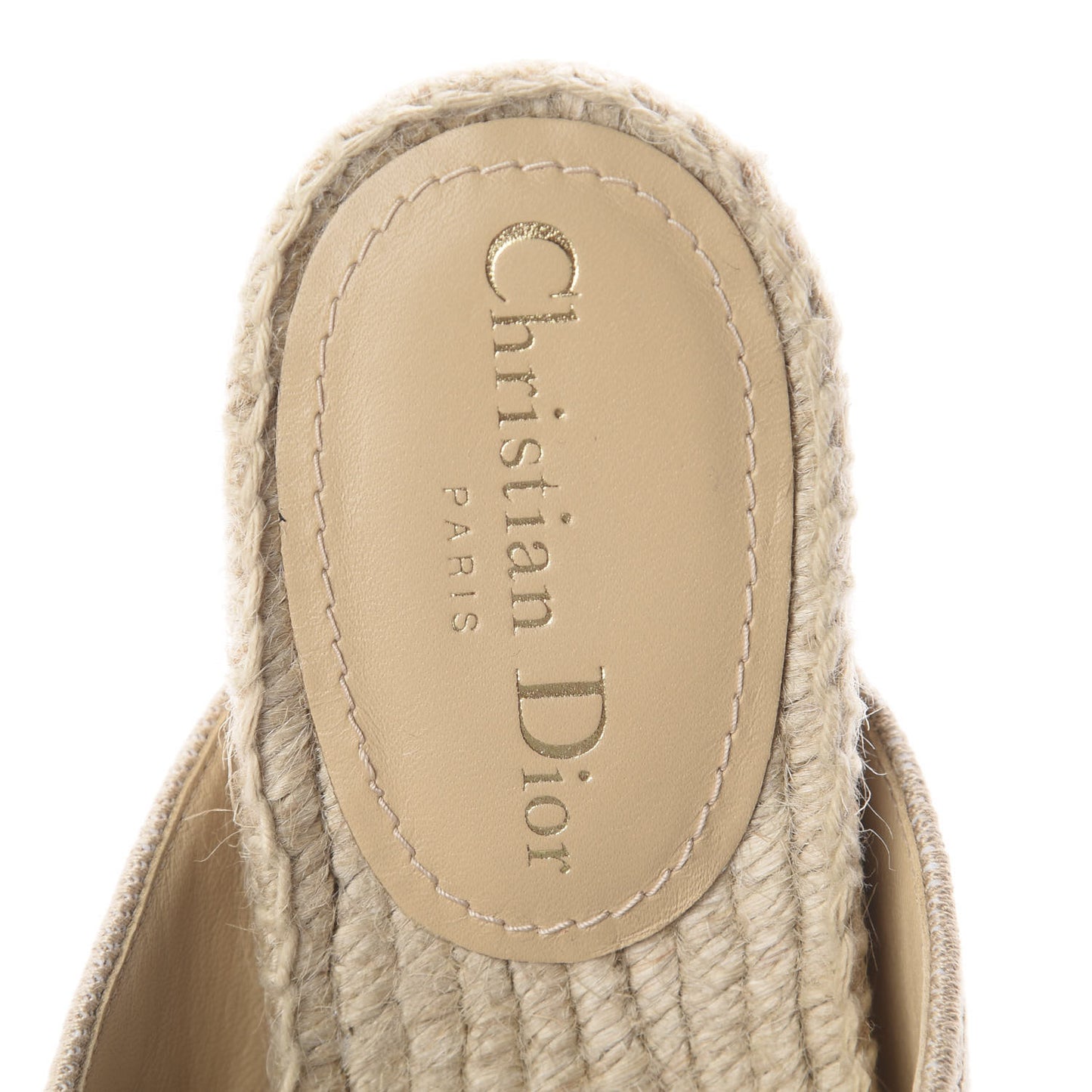 Canvas Embroidered Granville Espadrille Crisscross Flat Slide Sandals 37.5 Cream