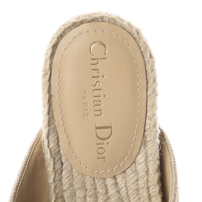 Christian Dior Canvas Embroidered Granville Espadrille Crisscross Flat Slide Sandals 37.5 Cream 6 of 7