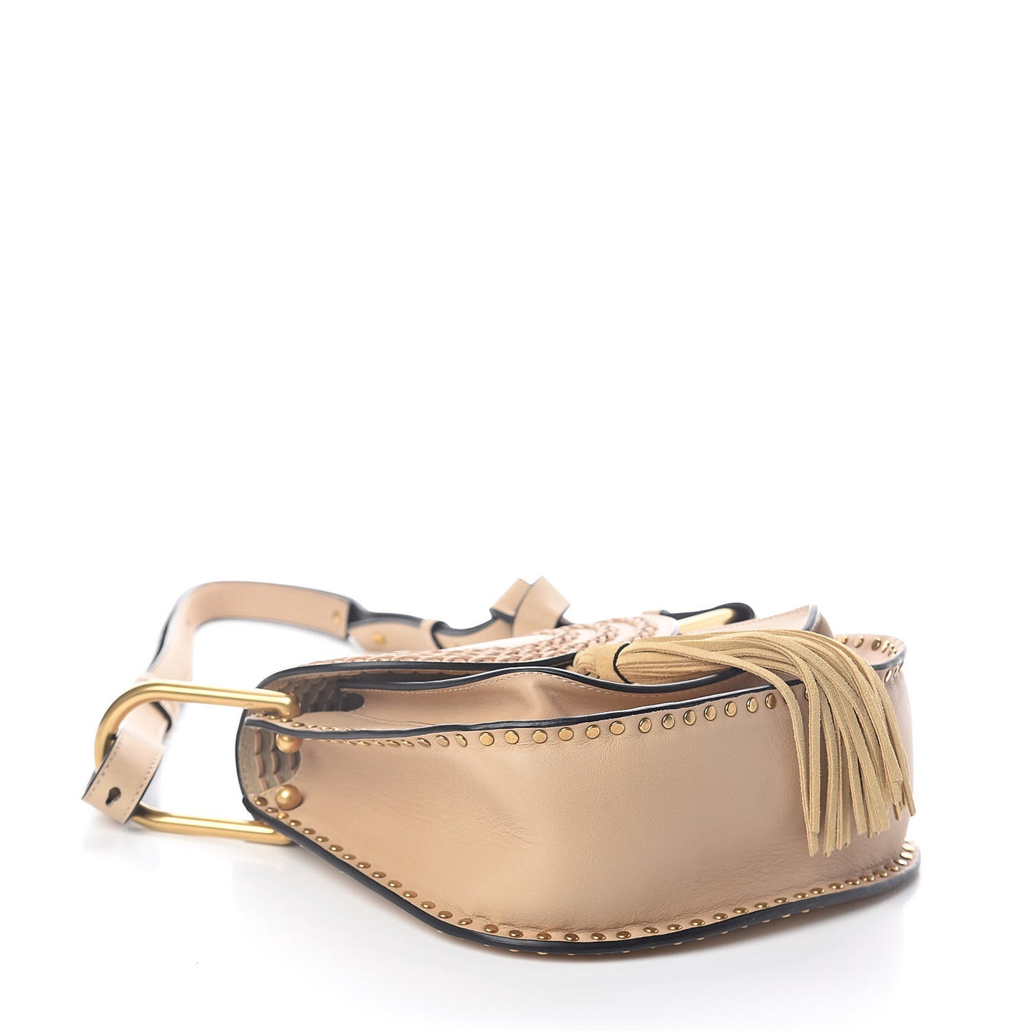 Calfskin Braided Small Hudson Shoulder Bag Pearl Beige