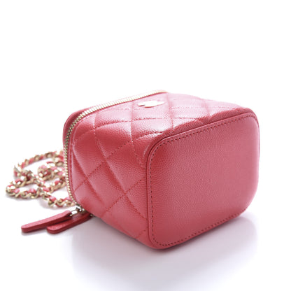Chanel Caviar Quilted Mini Vanity Case With Chain Red 7 of 9