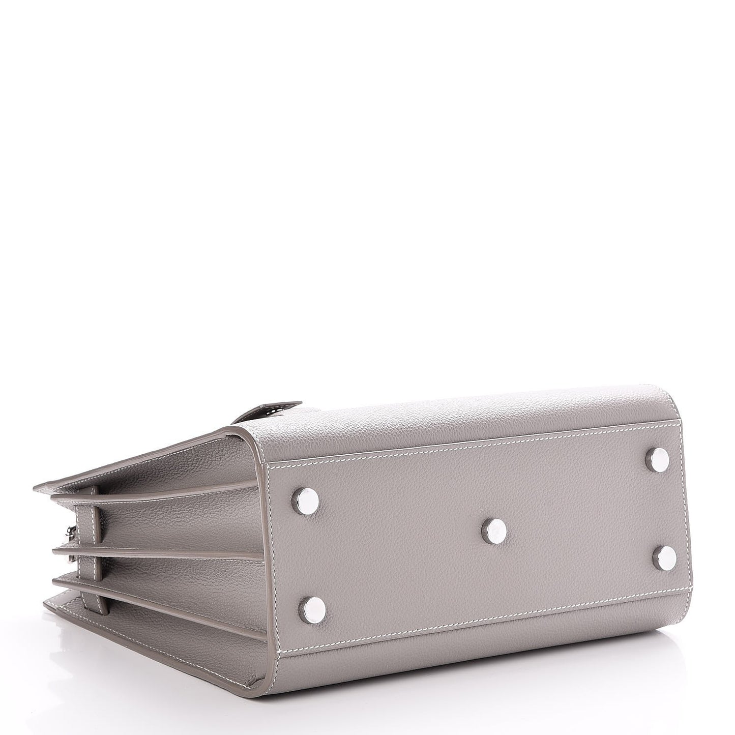 Grained Calfskin Topstich Baby Sac De Jour Fog