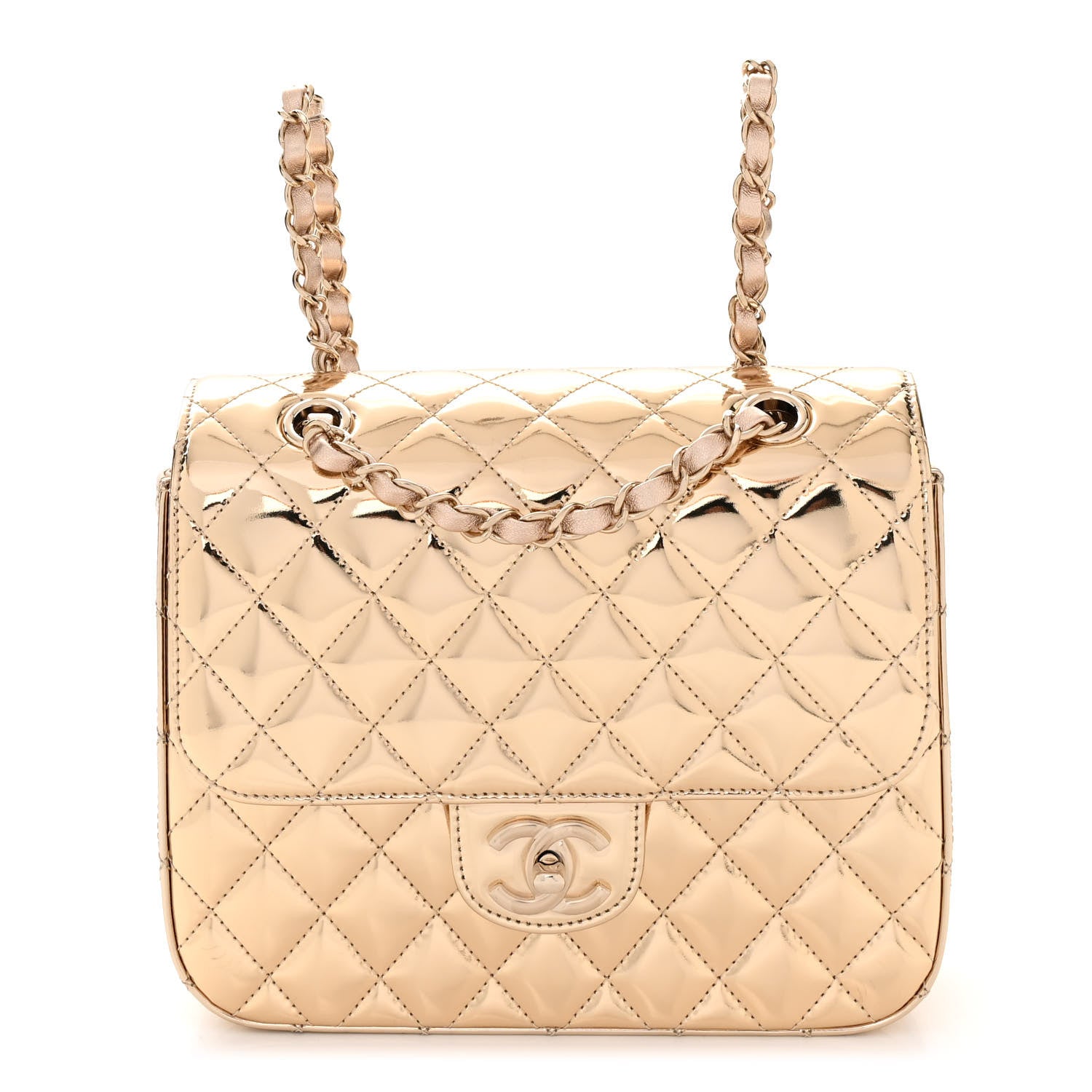 Chanel Mirror Calfskin Metallic Calfskin Quilted Hollywood Boulevard Backpack With Coin Purse Gold 1 of 11