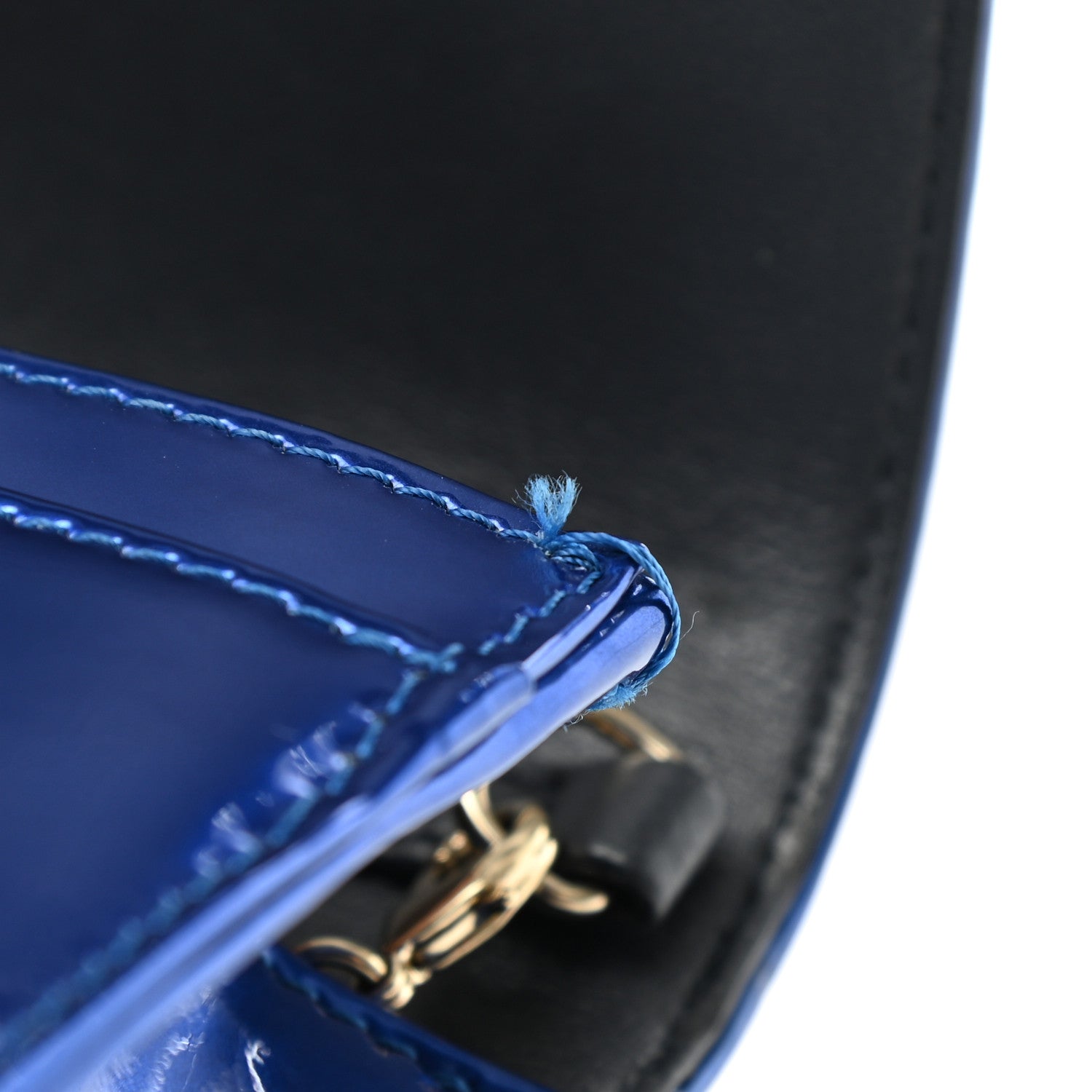Christian Dior Metallic Patent Micro-Cannage Diorama Wallet on Chain Pouch Mirror Blue 11 of 11