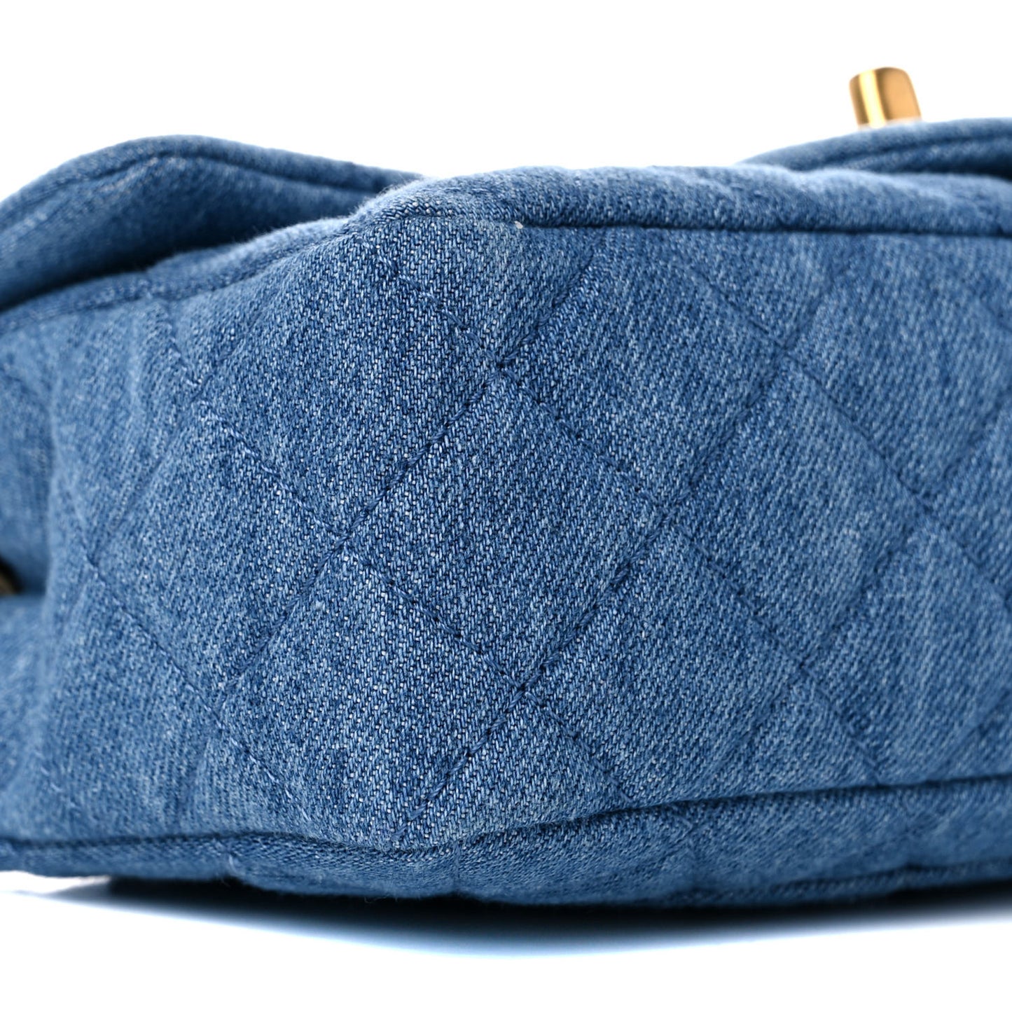 Denim Quilted Mini Pearl Crush Rectangular Flap Blue