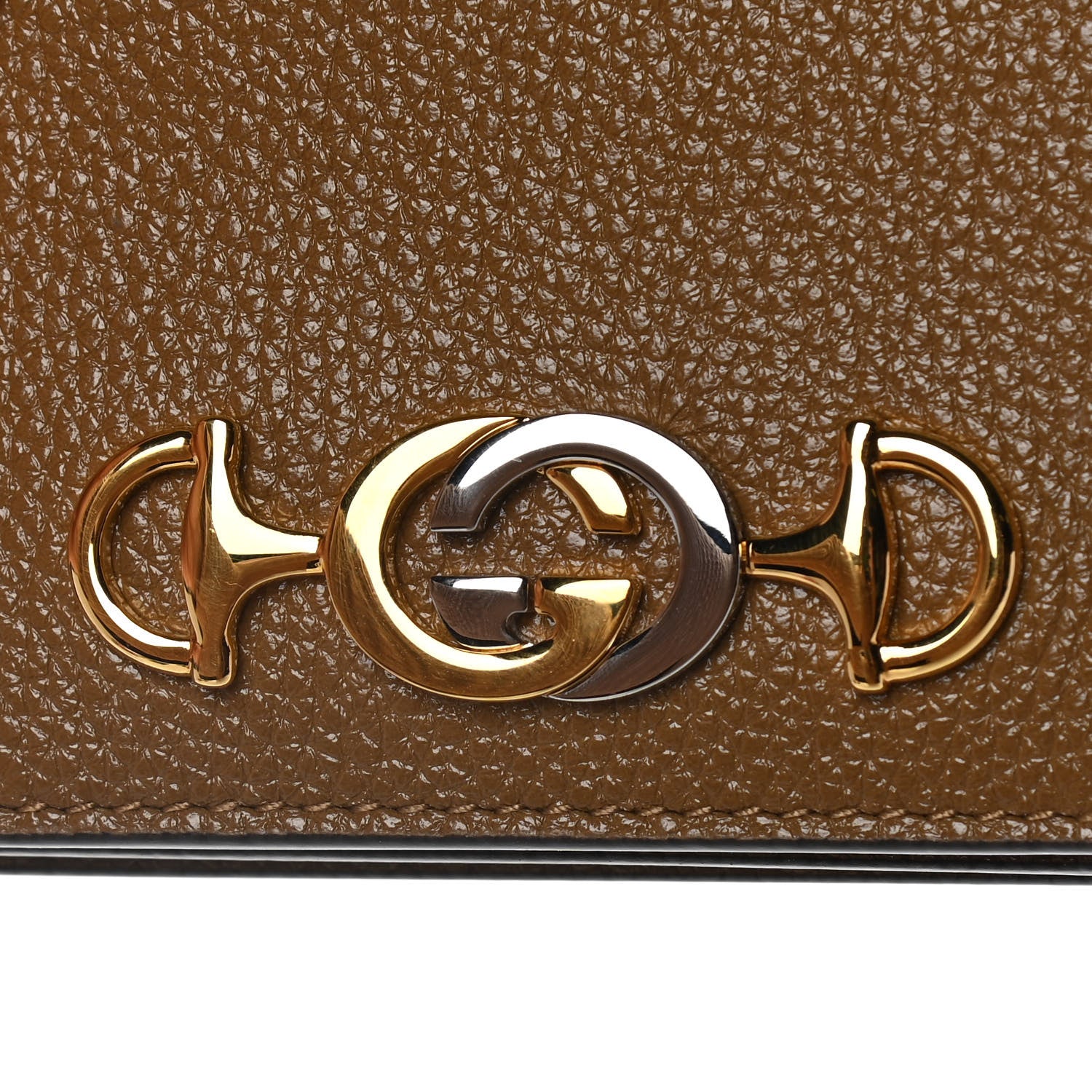 Gucci Grainy Calfskin Zumi Chain Card Case Wallet Friky Taupe 9 of 12