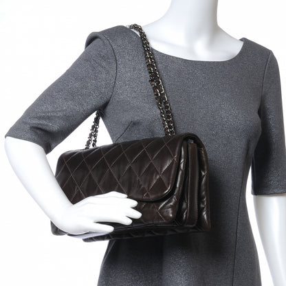 Chanel Lambskin Quilted 3 Large Flap Dark Brown 2 of 8