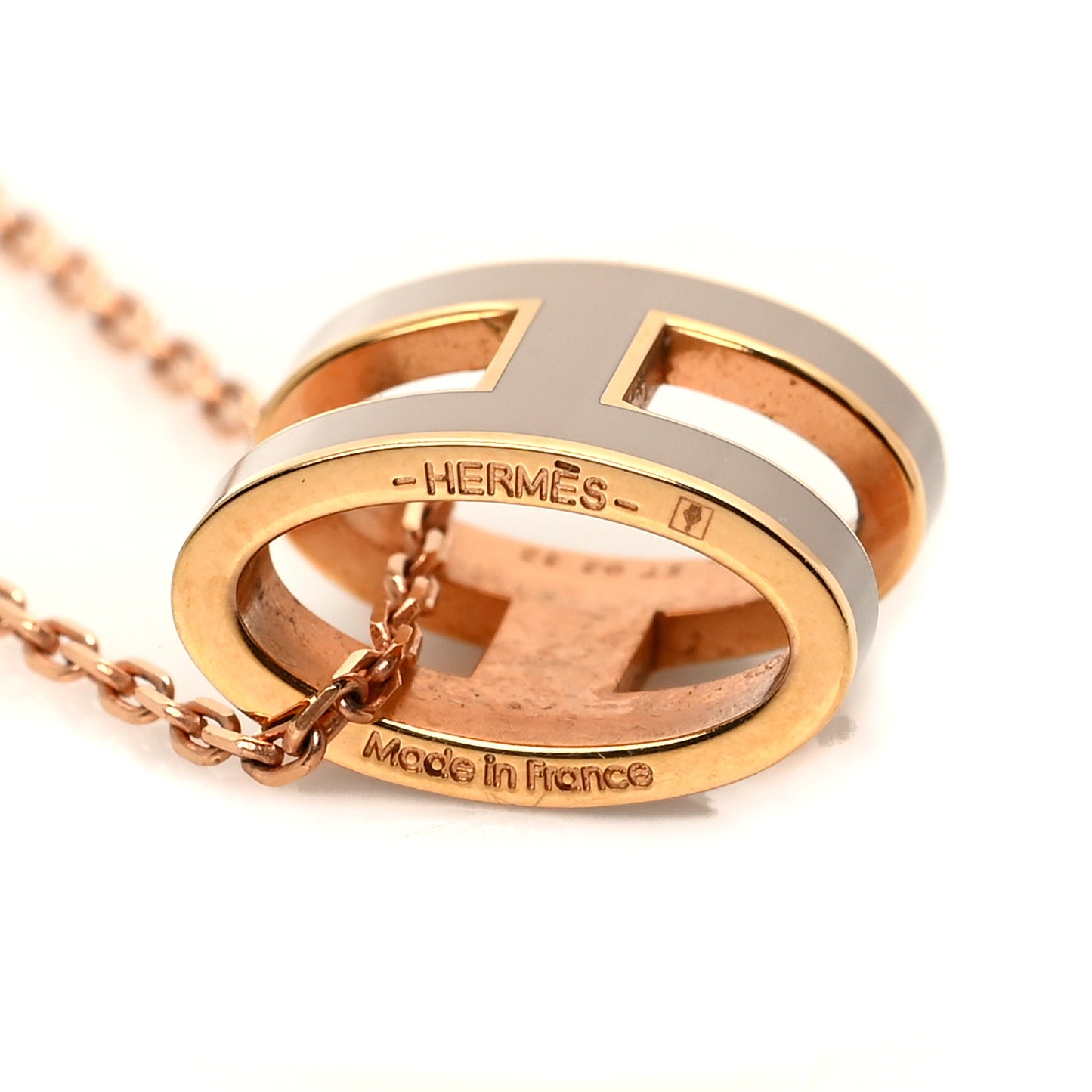 Lacquered Rose Gold Pop H Pendant Necklace Marron Glace