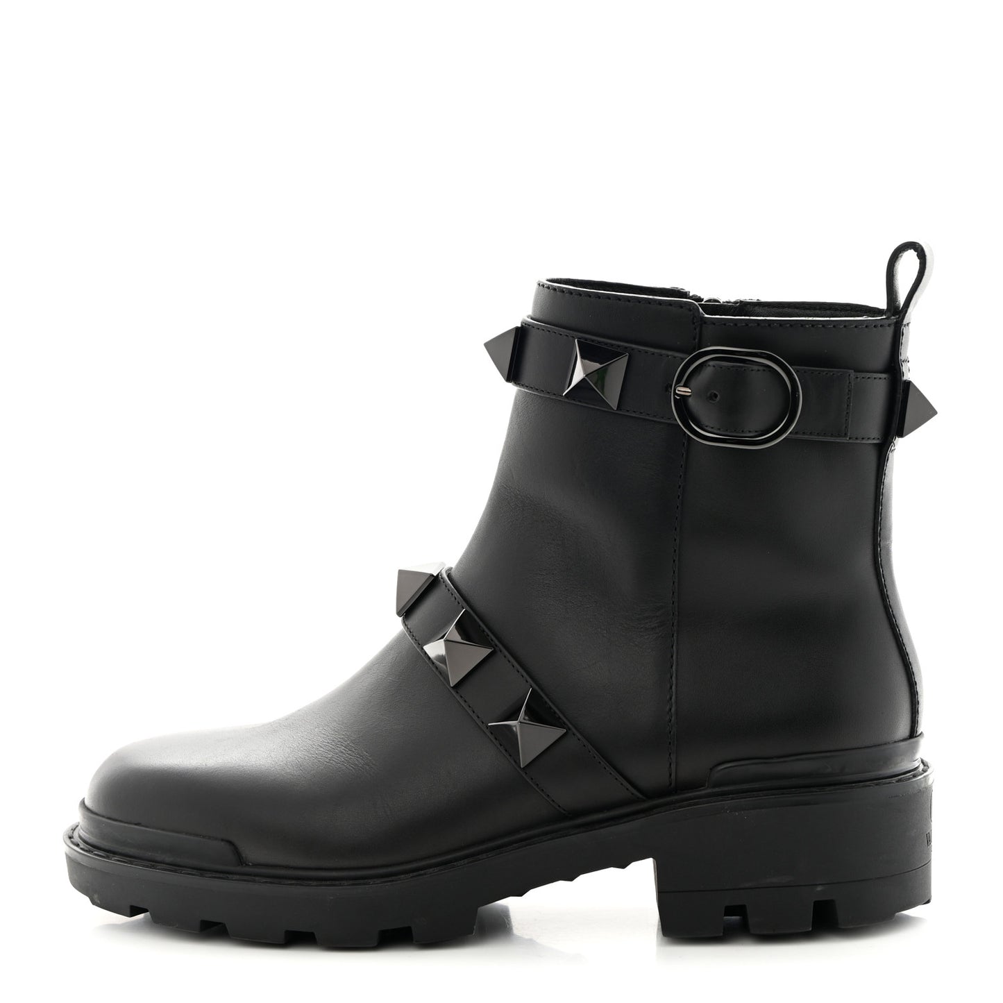 Calfskin Tonal Roman Stud 20/40mm Combat Boots 38 Black