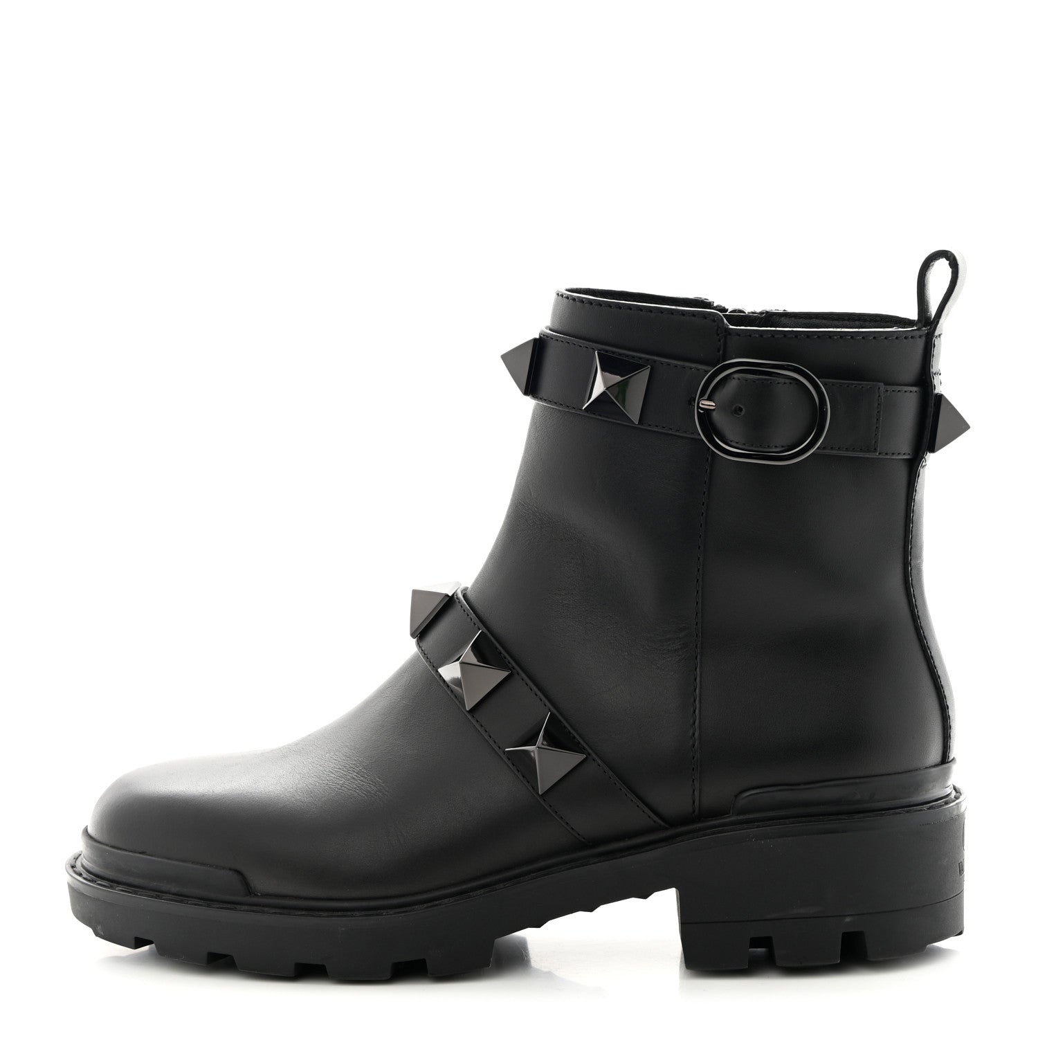 Valentino Garavani Calfskin Tonal Roman Stud 20/40mm Combat Boots 38 Black 1 of 14