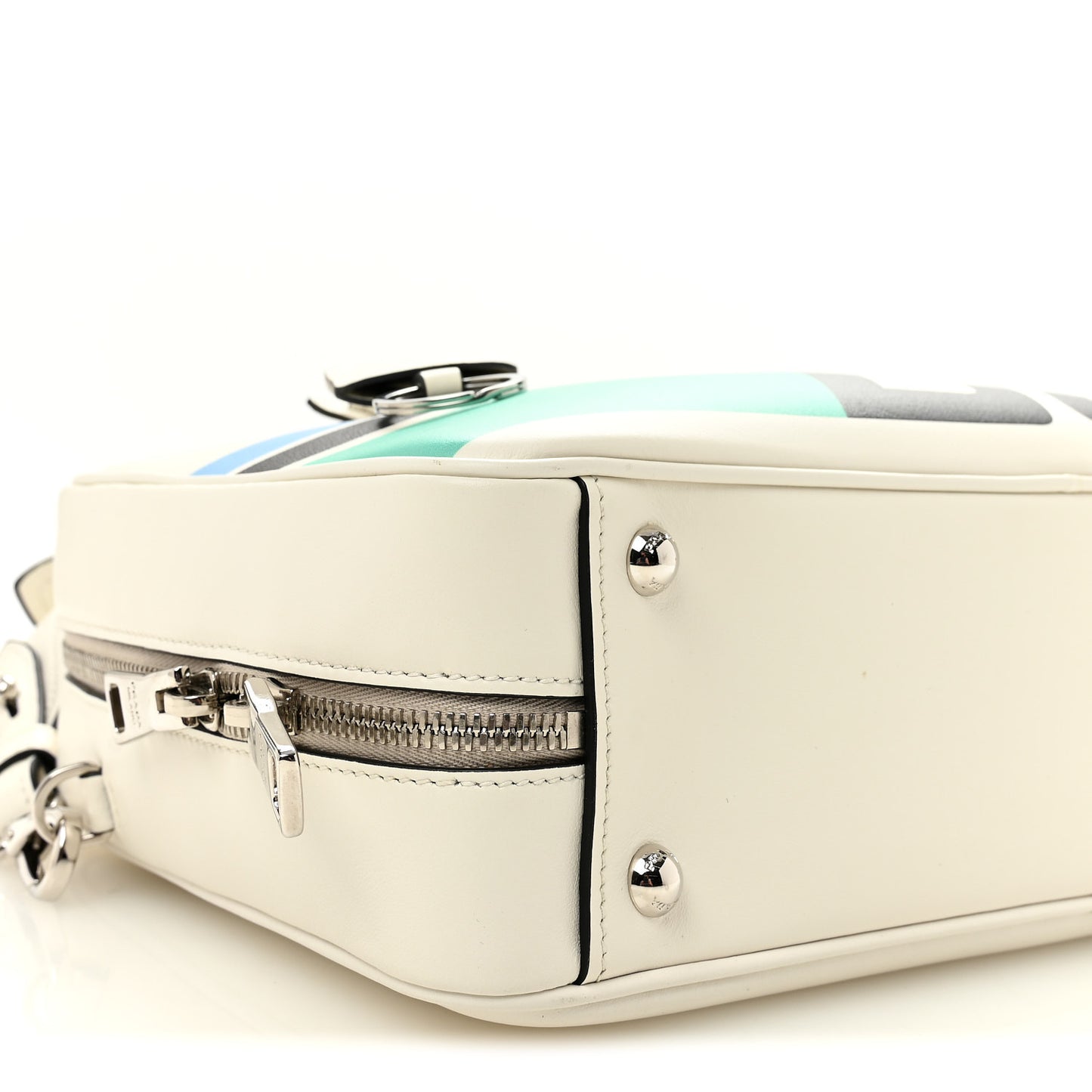 City Calfskin Racing Logo Bowler White Black
