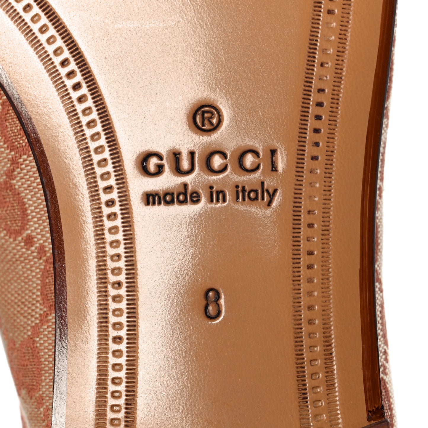 Canvas GG Monogram Horsebit Mens Jordaan Loafers 8 Beige Ruggine Light Brown