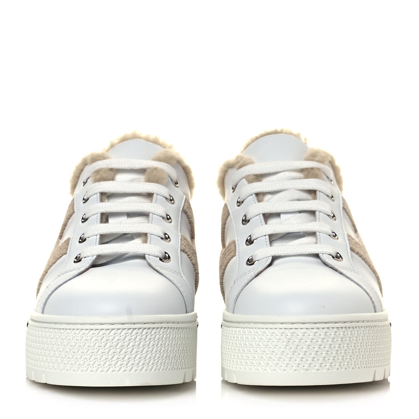 Calfskin Woolskin Dare Sneakers 38 White Ecru