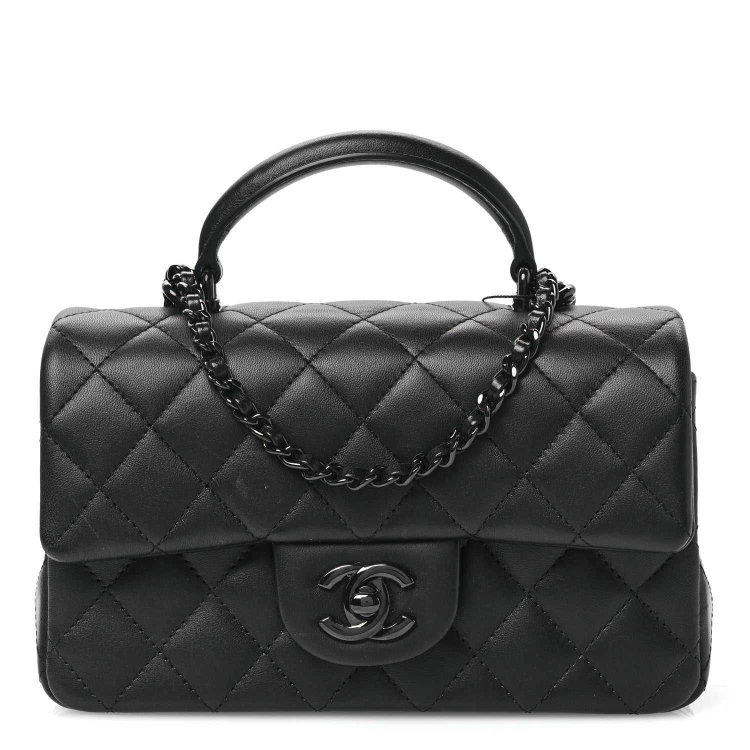 Chanel Lambskin Quilted Mini Top Handle Rectangular Flap So Black 1 of 12