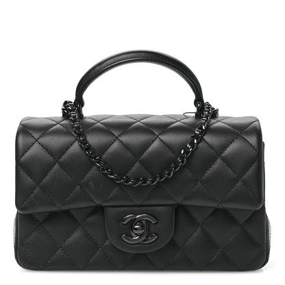 Chanel Lambskin Quilted Mini Top Handle Rectangular Flap So Black 1 of 12