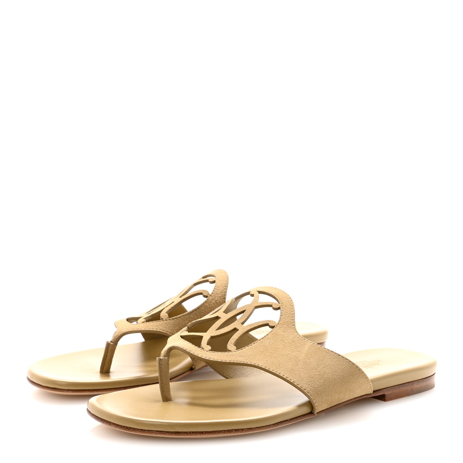 Hermes Suede Goatskin Womens Mage Sandals 38.5 Beige Albatre 4 of 9
