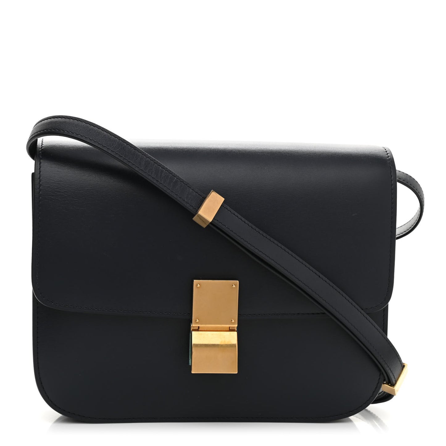 Box Calfskin Medium Classic Box Flap Bag Navy