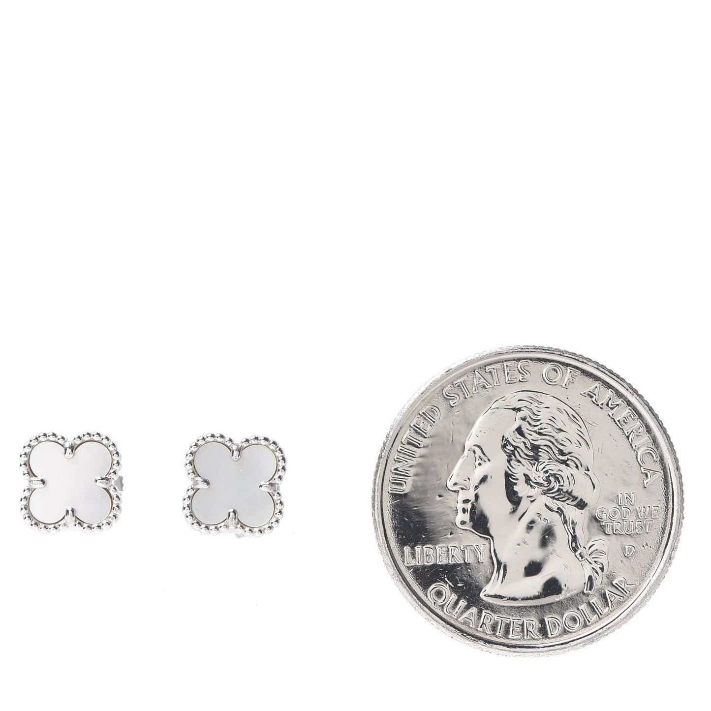 18K White Gold Mother of Pearl Sweet Alhambra Earrings