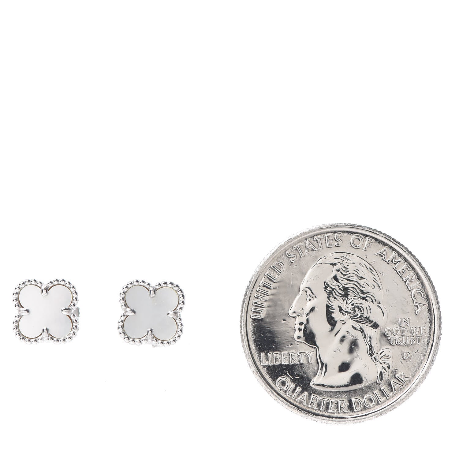 Van Cleef & Arpels 18K White Gold Mother of Pearl Sweet Alhambra Earrings 2 of 5