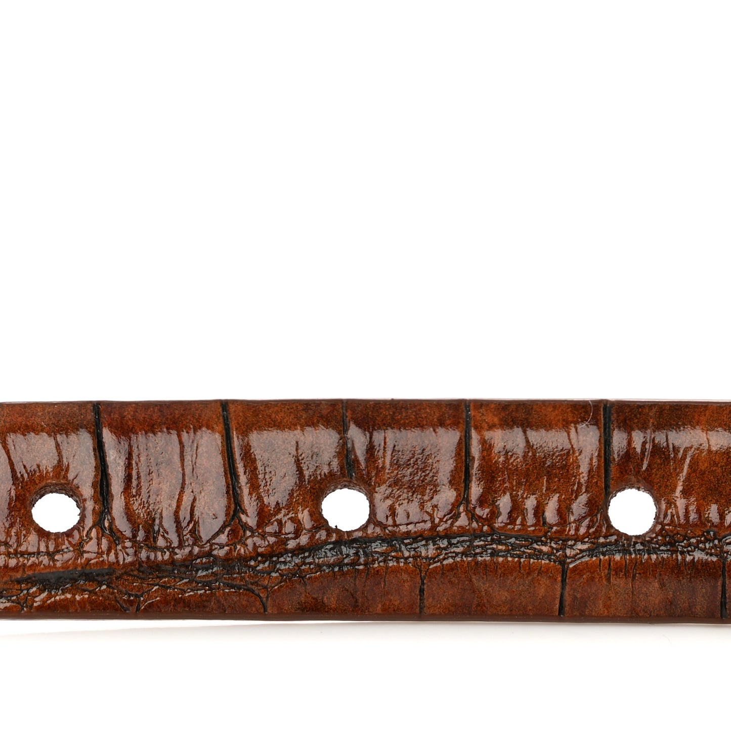 Calfskin Crocodile Embossed Monogram Buckle Belt 75 30 Vegetable Brown
