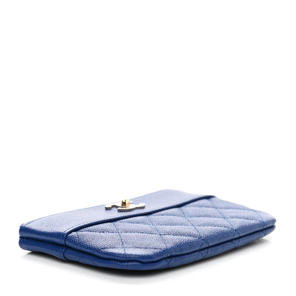 Chanel Caviar Quilted Small Vintage Mademoiselle Cosmetic Case Dark Blue 4 of 7