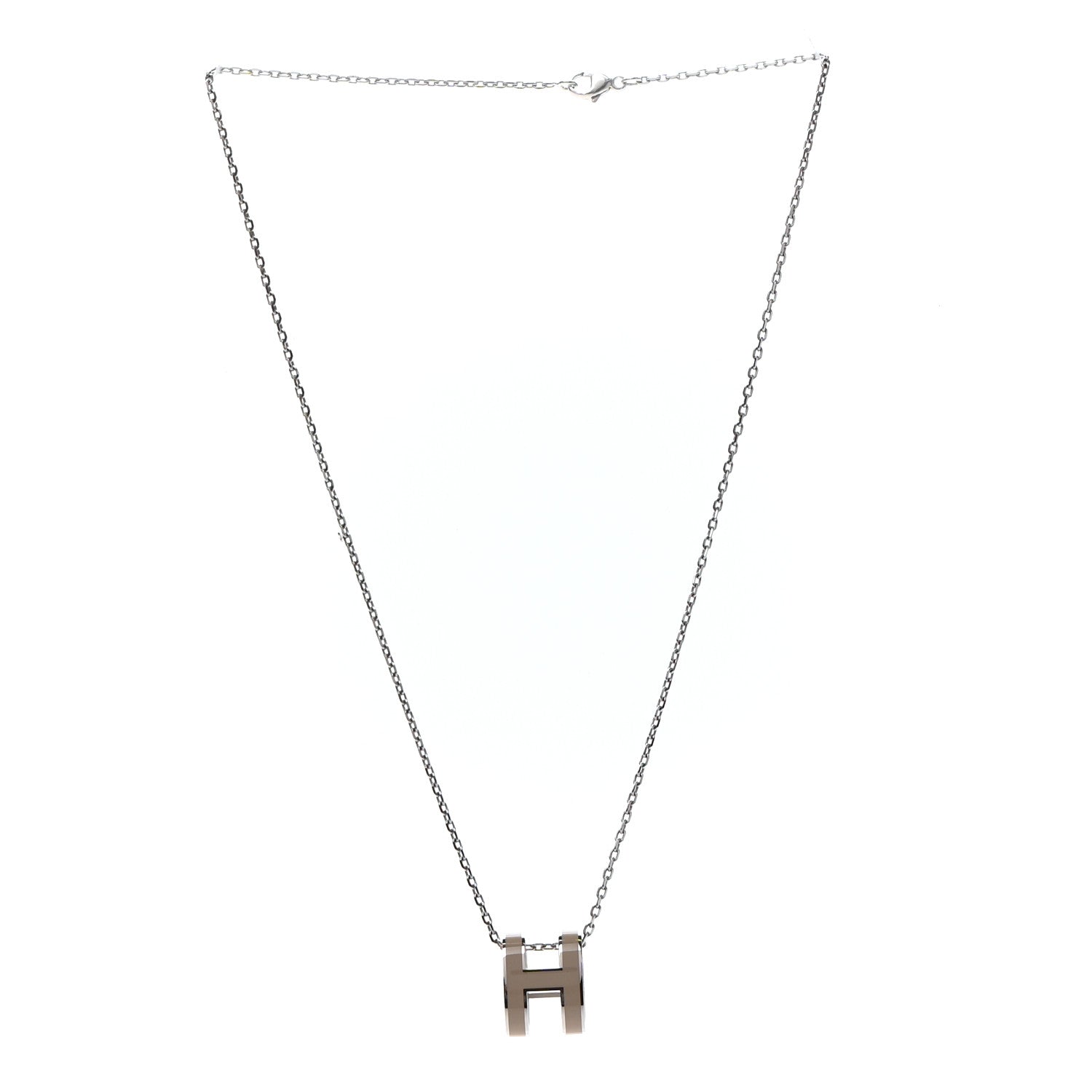 Hermes Lacquered Palladium Pop H Pendant Necklace Marron Glace 3 of 6