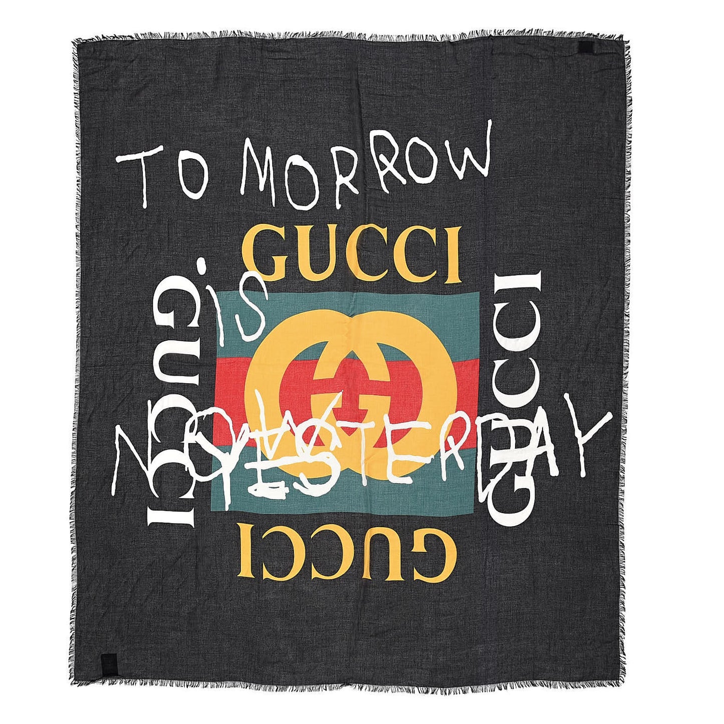 Modal Silk Coco Capitan Logo Square Scarf Black