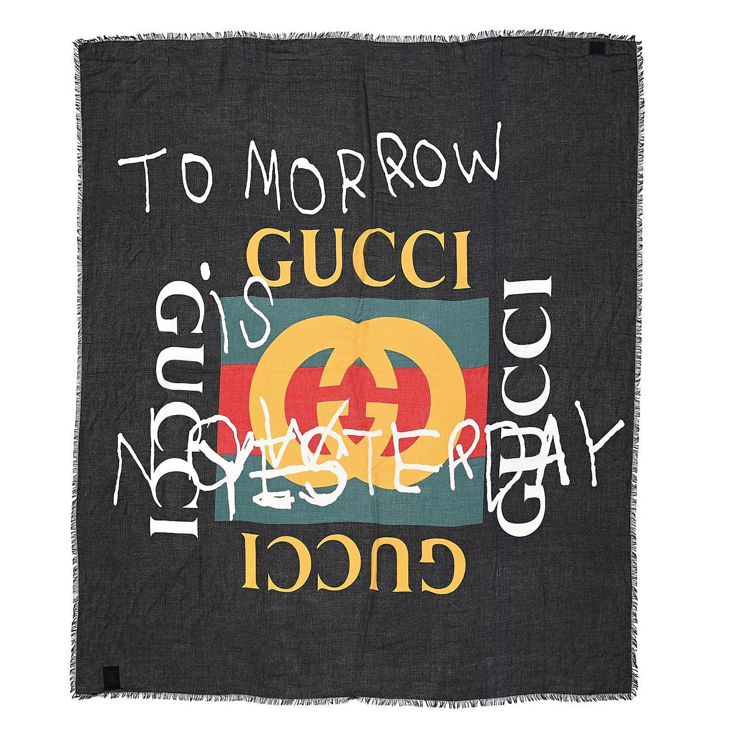Gucci Modal Silk Coco Capitan Logo Square Scarf Black 1 of 4
