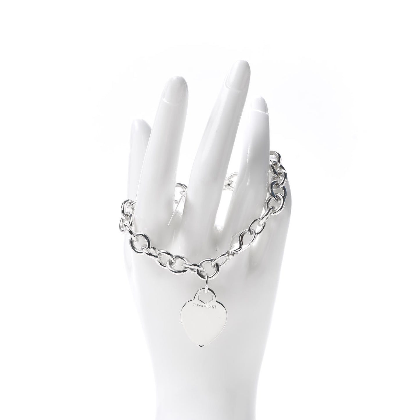 Sterling Silver Heart Tag Charm Bracelet