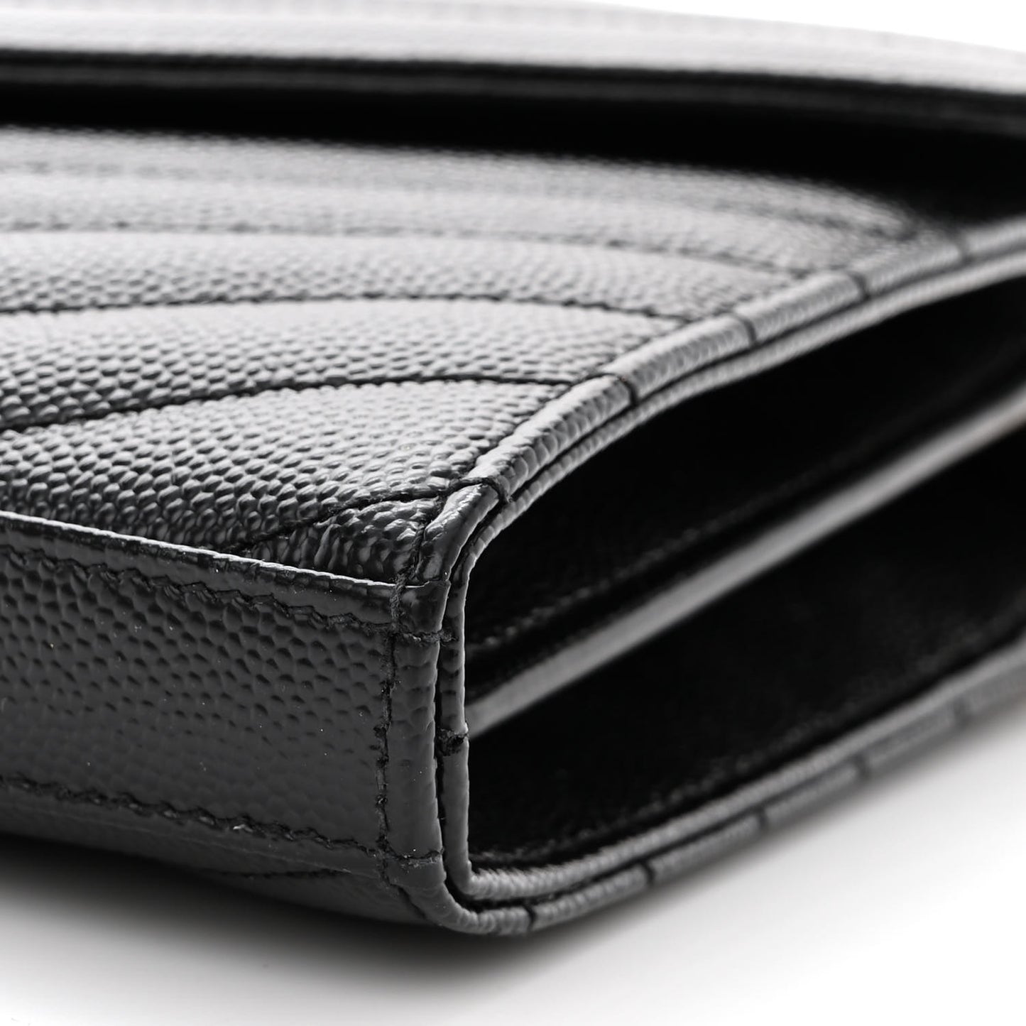 Grain De Poudre Matelasse Chevron Monogram Chain Wallet Black