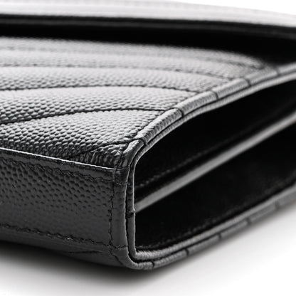 Saint Laurent Grain De Poudre Matelasse Chevron Monogram Chain Wallet Black 10 of 10