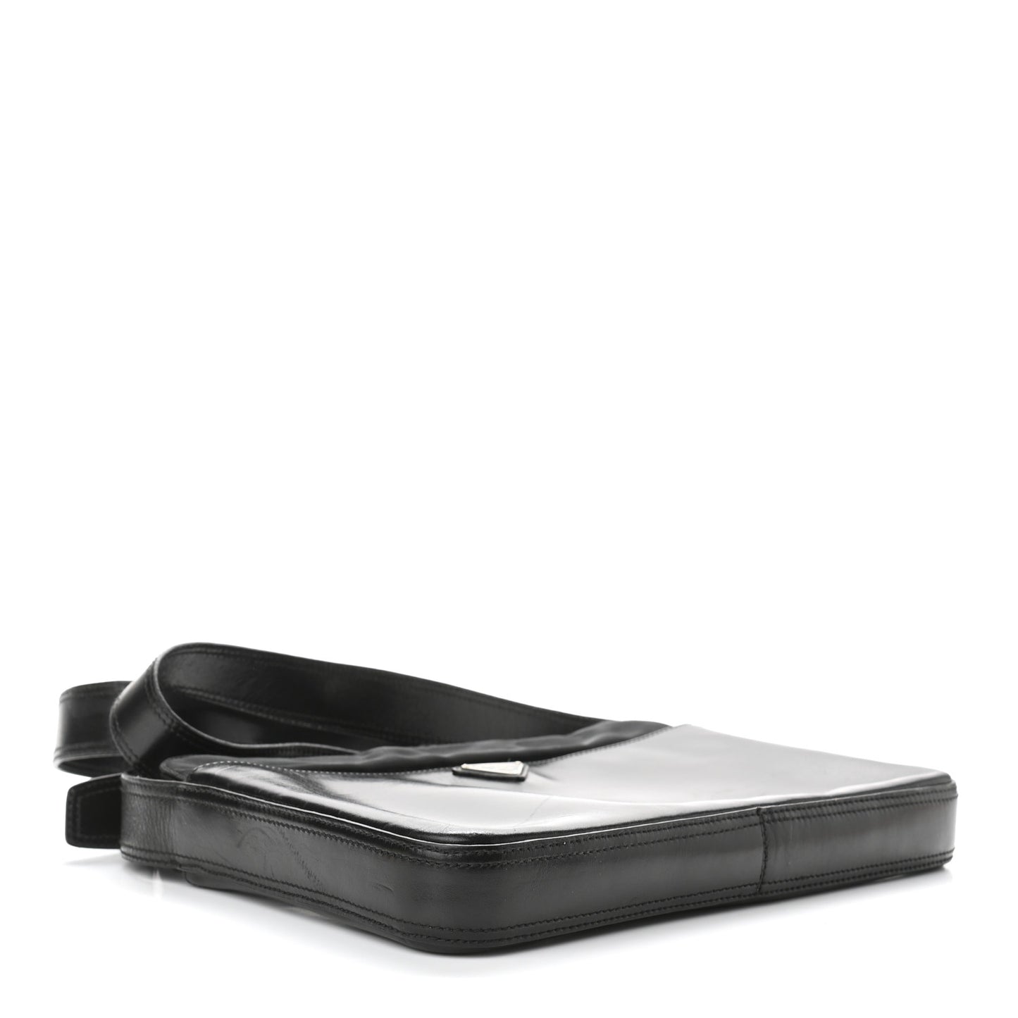 Calfskin Nylon Messenger Bag Black