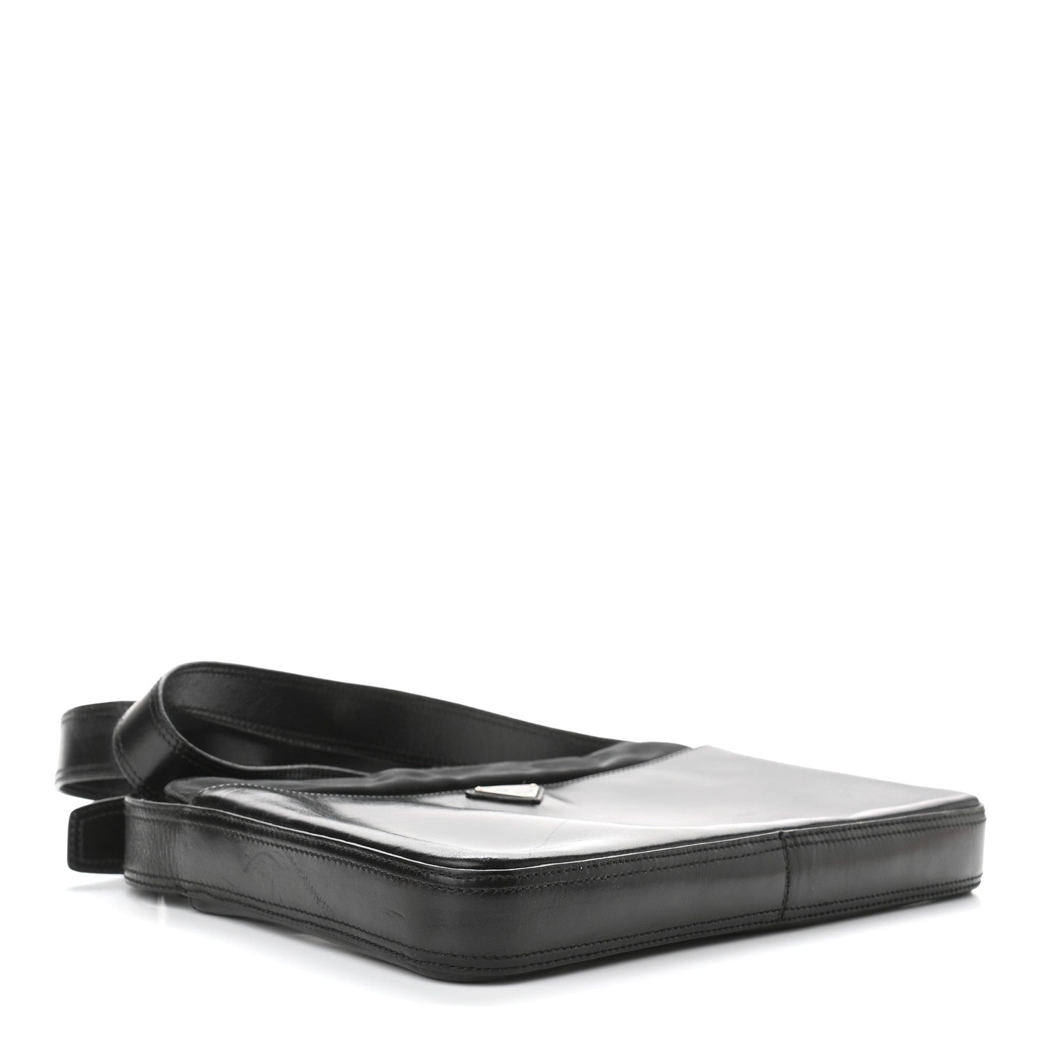 Prada Calfskin Nylon Messenger Bag Black 3 of 12