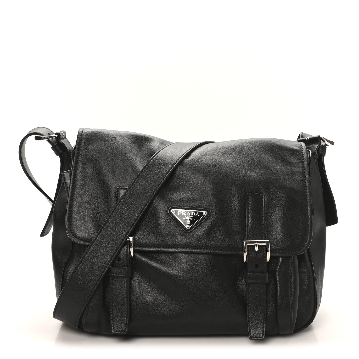 Prada Soft Calf Messenger Bag Black 1 of 9