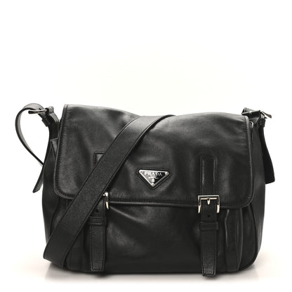 Prada Soft Calf Messenger Bag Black 1 of 9