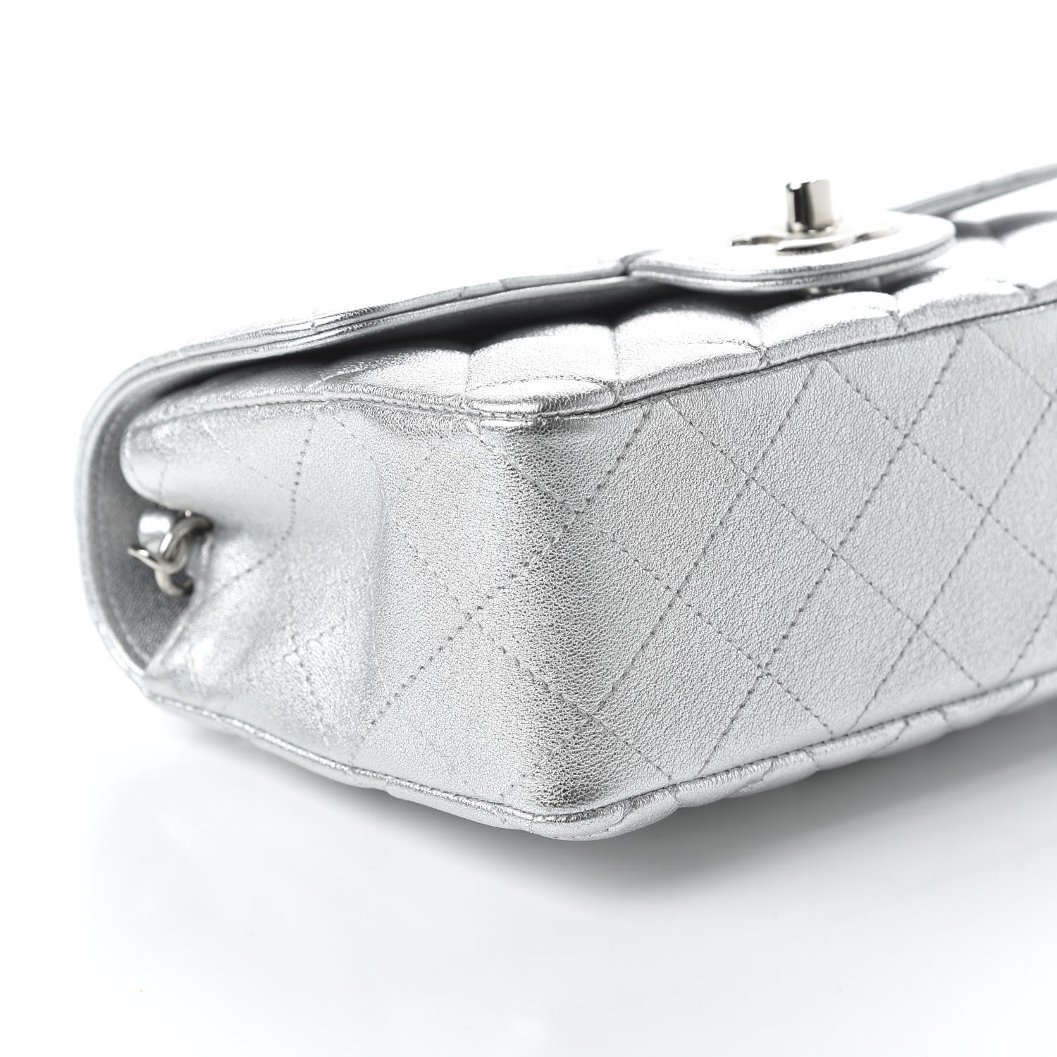 Chanel Metallic Lambskin Quilted Mini Rectangular Flap Silver 6 of 10