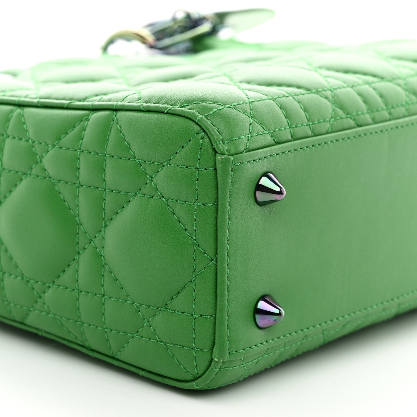 Lambskin Cannage Small Lady Dior Bright Green