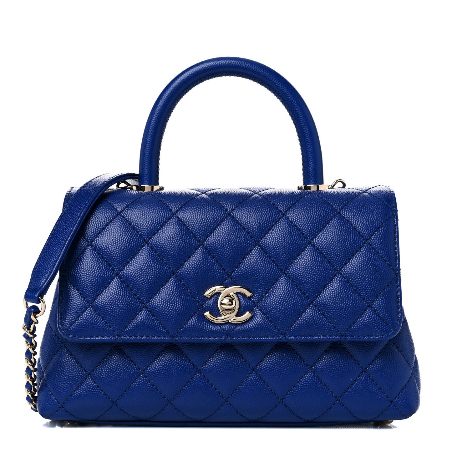 Caviar Quilted Mini Coco Handle Flap Blue