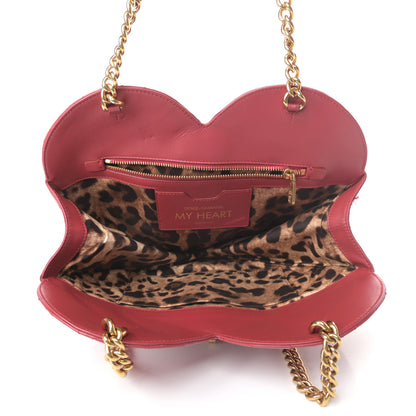 Dolce & Gabbana Calfskin Quilted Heart Shoulder Bag Red 5 of 10