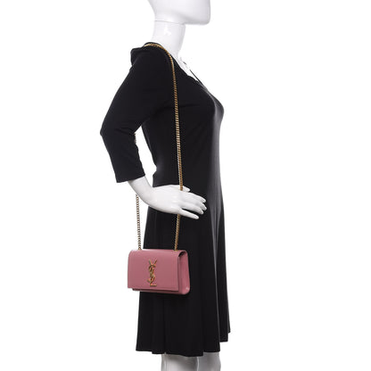 Saint Laurent Grain De Poudre Small Classic Monogram Kate Satchel Old Rose 2 of 14
