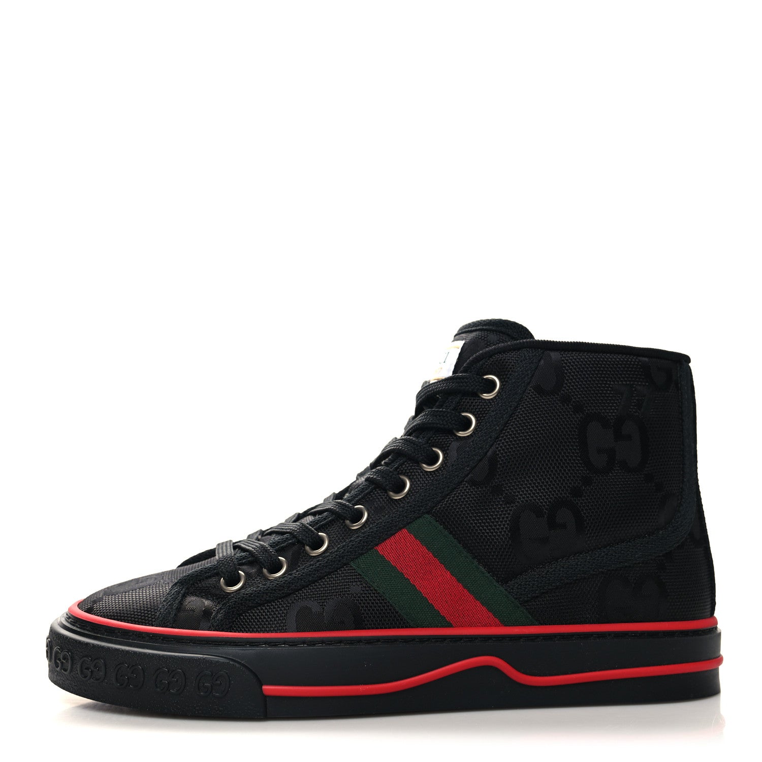 Gucci Econyl Nylon Web Monogram Off The Grid Womens 1977 Tennis High Top Sneakers 35 Black 1 of 8